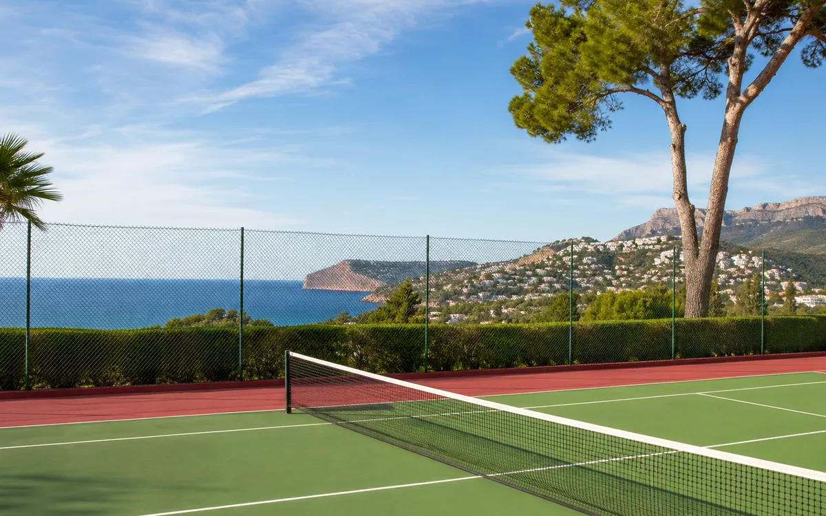 Tennisplatz mit Meerblick in Moraira